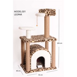 Cat Hause S01 Yuvalı Kedi Tırmalama Leopar 105 Cm