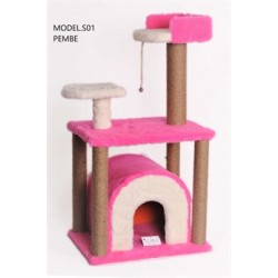 Cat Hause S01 Yuvalı Kedi Tırmalama Pembe 105 Cm