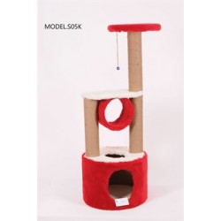 Cat Hause S05 Yuvalı Katlı Kedi Tırmalama Kırmızı 112 Cm