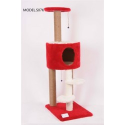 Cat Hause S07 Üst Oval Merdivenli Kedi Tırmalama Kırmızı 128 Cm