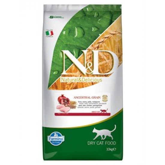 N&D Düşük Tahıllı Tavuk ve Narlı Yetişkin Kedi Maması 10 Kg