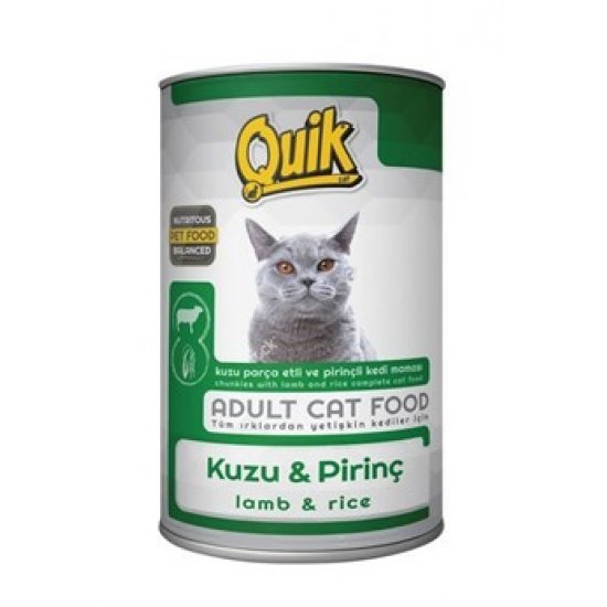 Quik Kedi 415 Gr Kuzu Etli-Pirinç Konservesi