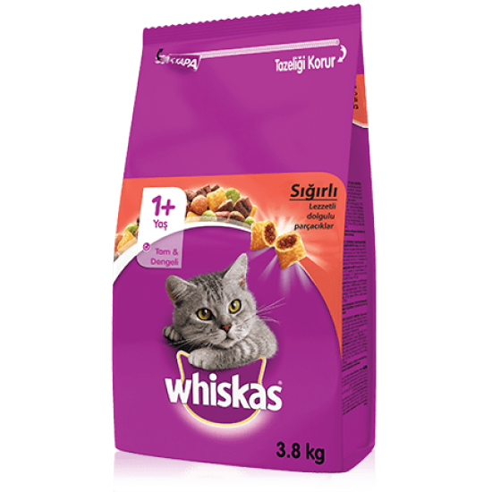 WHISKAS Sığırlı Kuru Kedi Maması 3.8KG