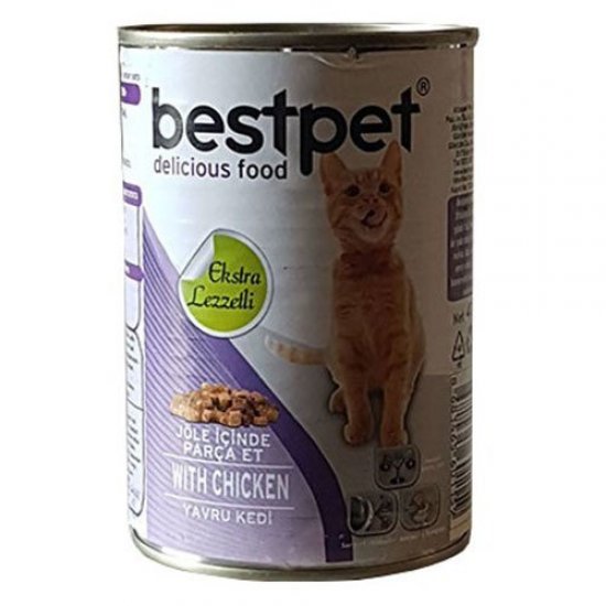 Bestpet Soslu Parça Tavuk Etli Konserve Yavru Kedi Maması 400 gr