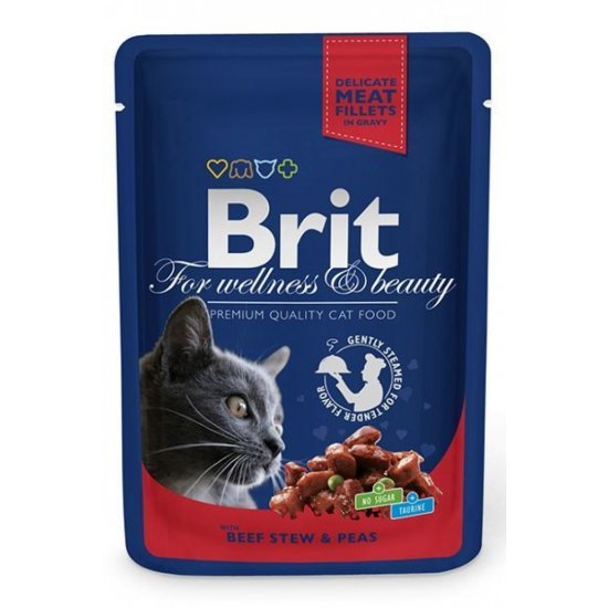 Brit Premium Cat Pouches with Beef Stew & Peas 100 gr