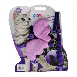 Ans Kanatlı Melek Kedi Göğüs Bel Tasması 20*32 cm Mor Pembe