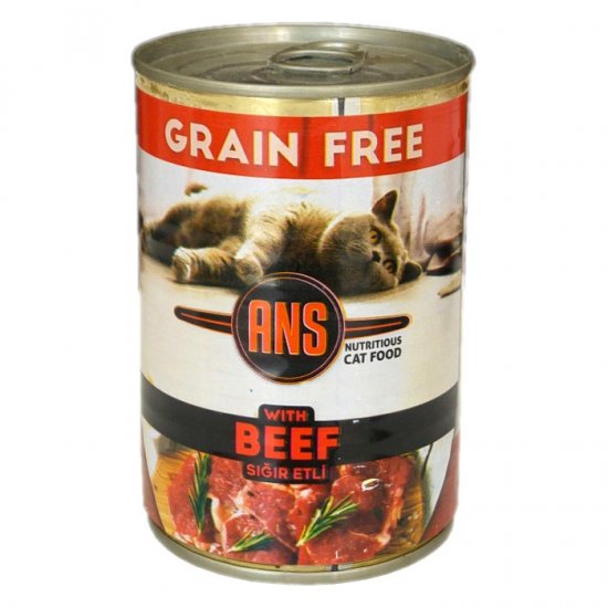 Ans Tahılsız Parça Sığır Etli Kedi Konserve Mama 415 gr